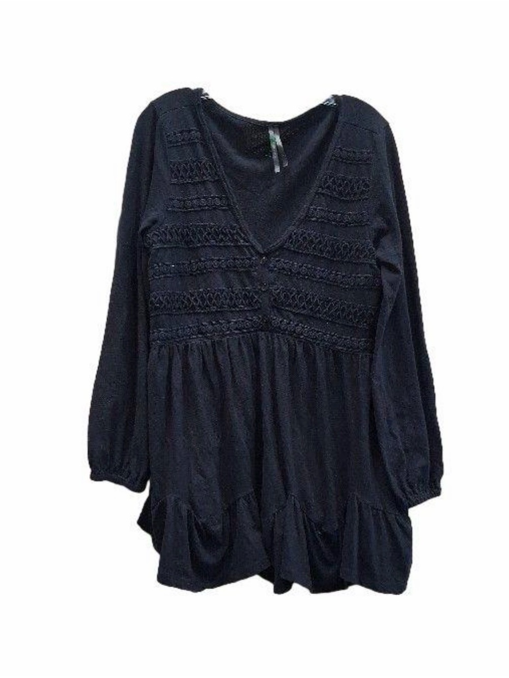 Anthropologie Navy Long-Sleeve V-Neck Tunic Top